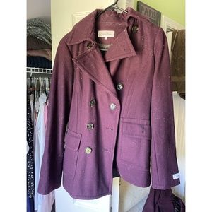 Purple Calvin Klein pea coat